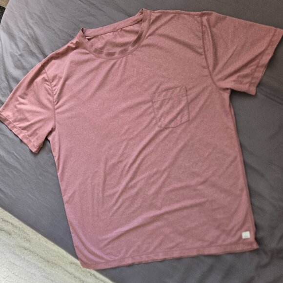 Vuori Shirt Mens Medium L Orange Gym Running Vented Yoga Feather Pocket T - Picture 3 of 11